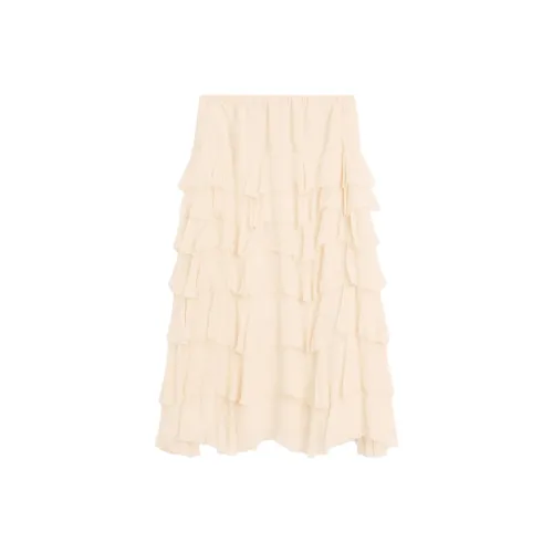 Massimo Dutti Повседневный Длинный Юбка Женские Экрю
