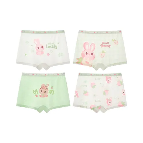 Хлопок 4 шт [Светло-зеленый + Светло-зеленый + Белый + Белый] Kids Трусы
