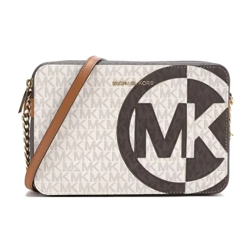 MICHAEL KORS Jet Set Холст Camera Сумка через плечо Женская Ванильный Белый и Коричневый