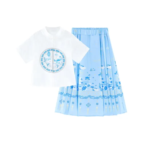 Детский комплект Disney с юбкой для детей 3-7 лет белый + синий