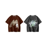 [100% cotton, дружественный к коже] Большой размер M/Кофейный+Граффити Текст/Серый