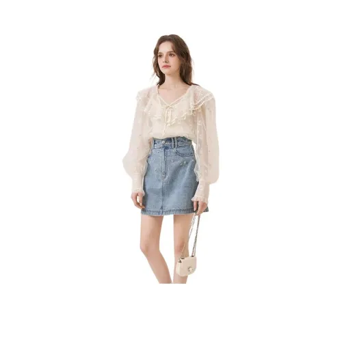 JORYAweekend Джинсовые короткие юбки Женские Синие