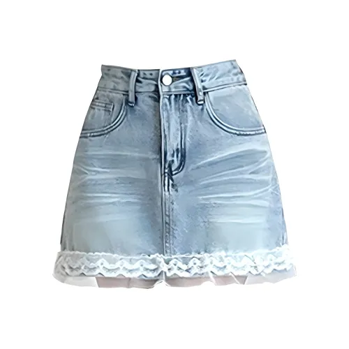 SYEEE WITH U Джинсовые короткие юбки Женские Светло-синий