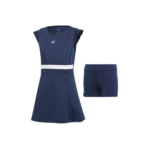 Adidas Сине-белое платье + синие шорты школьный комплект с юбкой