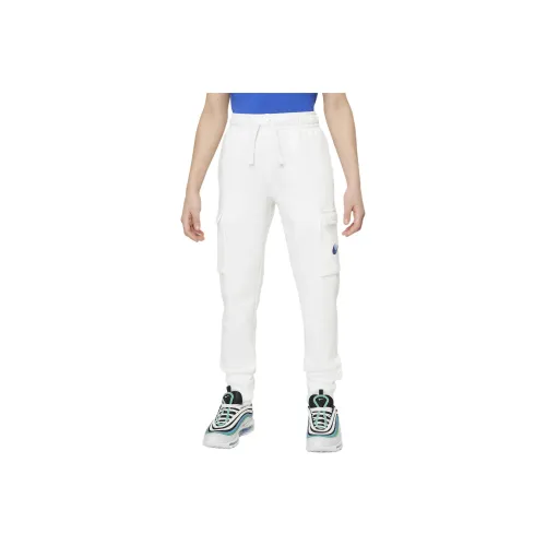 nike Старшие Детские Мальчики Флис Графический Карго Брюки Повседневные Брюки Подростки Белый