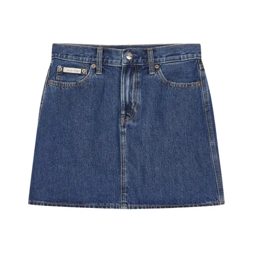 Calvin Klein Джинсовые короткие юбки Женские Темно-синий