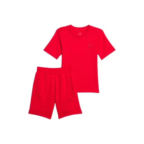 Adidas Originals Повседневная Спортивная Одежда SHORTS TEE SET 2 Штуки Комплект Алый Детский