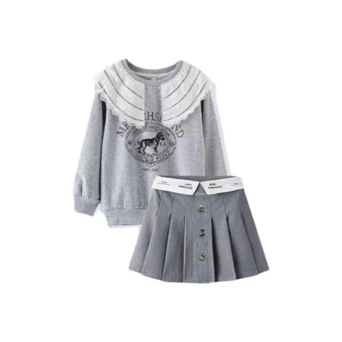 OVE 4896 Свитшот + 4443 Серый Школьный возраст Комплекты с юбкой