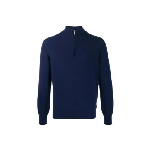 BRUNELLO CUCINELLI Синий Мужской Кашемировый Свитер