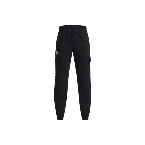 Детские тренировочные брюки из трикотажа Under Armour Essential флисовые Cargo Joggers черные