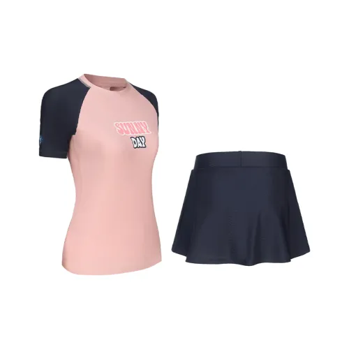 DECATHLON Облегающий детский купальник лето подростки милый розовый серо-синий