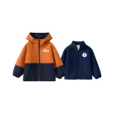 Оранжево-красная ветровка + королевский синий [зимняя флисовая подкладка]