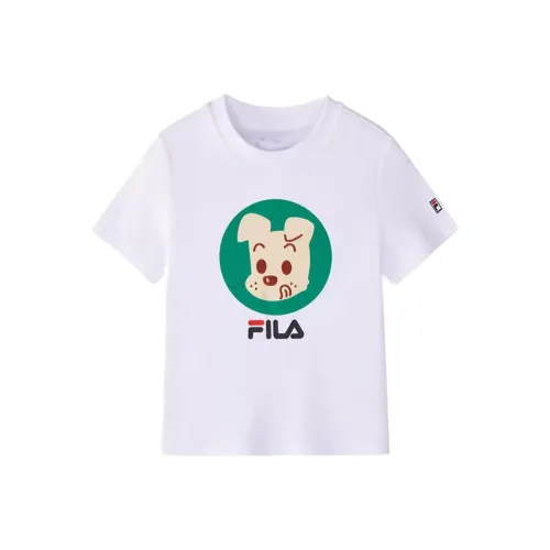 FILA KIDS x YUANTIANZHI LIANMINGKUAN Т-рубашка Облачный белый для детей 3-7 лет
