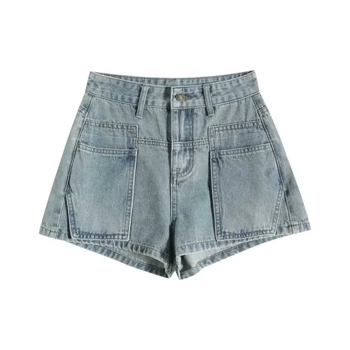 FAWENXIANGZI Джинсовые шорты Женские Винтажный синий