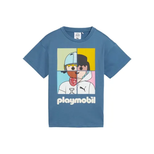 PUMA x PLAYMOBIL T-рубашка синего цвета для детей в возрасте 3-7 лет