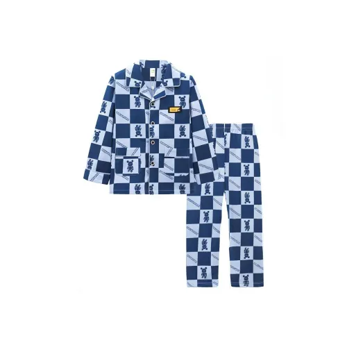 Purr Cow Домашний Комплект Одежды Королевский Синий Клетка для Малыша