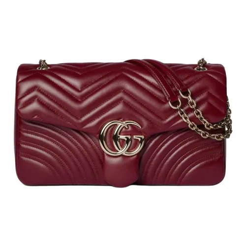 GUCCI GG Marmont Овечья кожа Сумка через плечо Большая Женская Красная