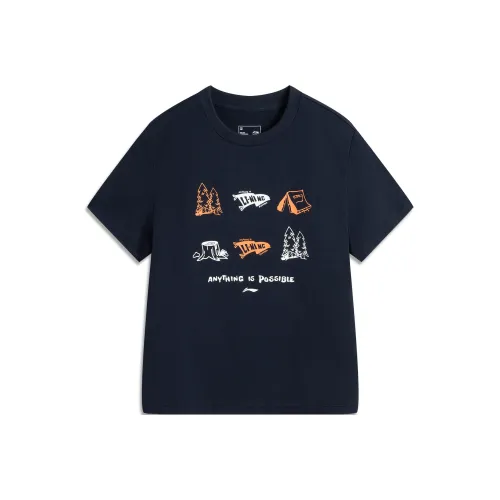 LINING YOUNG Sports Life Collection Футболка Темно-Морской Синий Детская