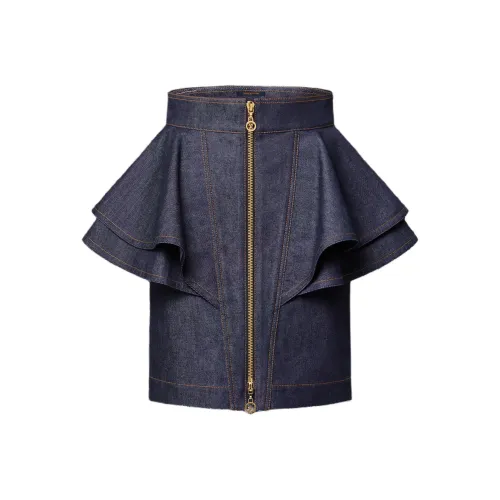 LOUIS VUITTON Джинсовые короткие юбки Женские Синие