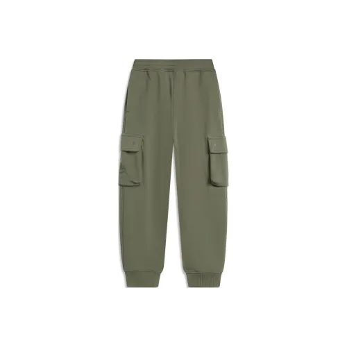 Детские LINING YOUNG Вязаные Спортивные Штаны Sports Life Collection Армейский Зеленый