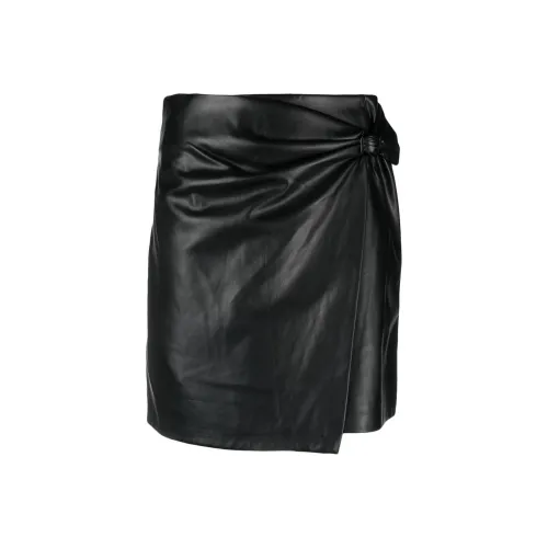 DKNY Кожаная короткая юбка женская черного цвета