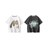 [100% cotton, дружественный к коже] Большой размер M/Белый + Граффити текст/Серый