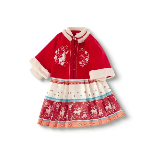 Balabala Ханьфу Красный тон Дети Возраст 3-7 лет