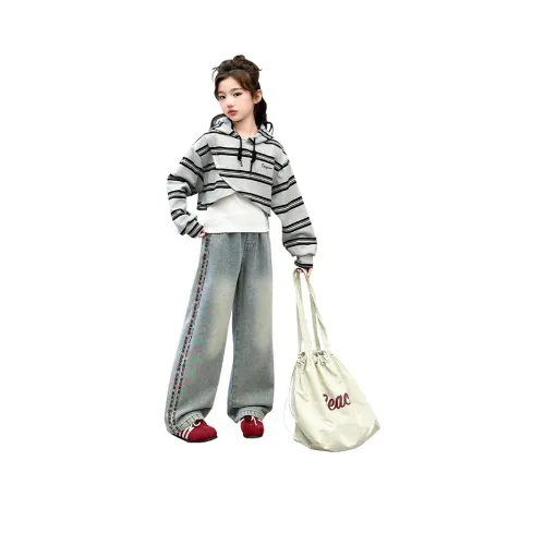 Because No Повседневная спортивная одежда Полосы + Белый топ без рукавов + Джинсы 3 предметный комплект для подростков