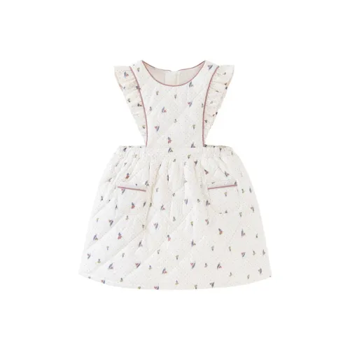 Mini Bala Платье Белый кофейный Тон Дети Возраст 3-7 лет