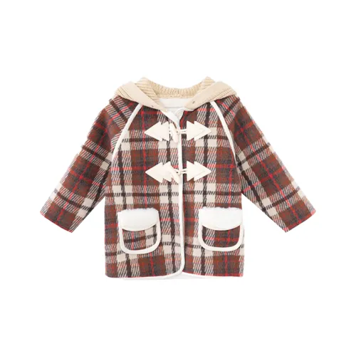 Mami Macca Пэчворк Клетчатый Стандартное издание Куртка Зимний Дети Возраст 3-7 лет Кофе