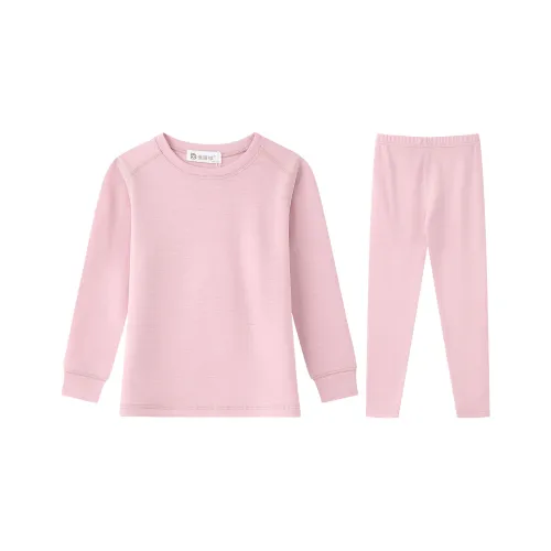 H YXIANG Однотонный Круглый вырез Пуловер Повседневный Длинный Топ Эластичный пояс Зауженные брюки Детский Персиково-розовый