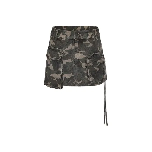 VANN VALRENCÉ Джинсовые короткие юбки Женские Камуфляж