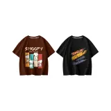 [100% хлопок, безопасный для кожи] Snap Together Снупи/Темный кофейный + Граффити Снупи/Черный