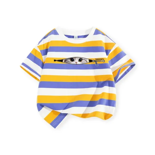 SNOOPY Полосатые Короткие Рубашки с Длинными Рукавами для Детей Возрастом 3-7 Лет