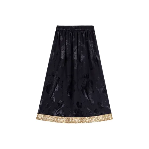 YICHENGFENGXU Повседневный Длинный Юбка Женские Черный