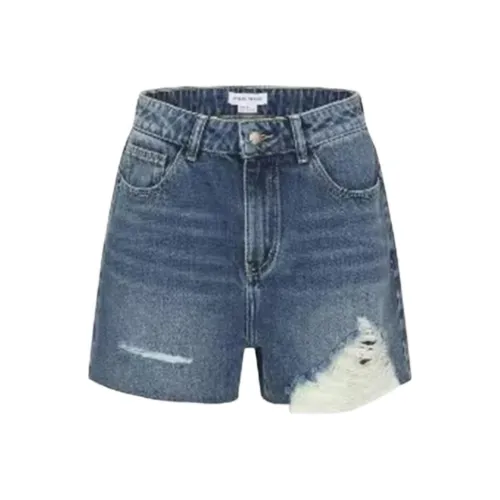 URBAN REVIVO Джинсовые шорты Женские Индиго