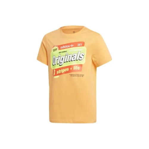 Adidas Originals 3 Stripes T-Shirt Yellow Teenagers