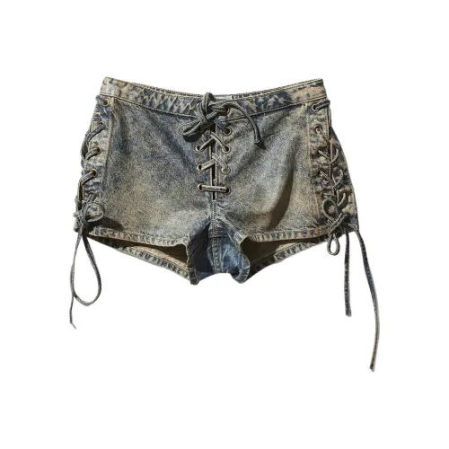 GUESS Джинсовые шорты Женские Выстиранный Синий