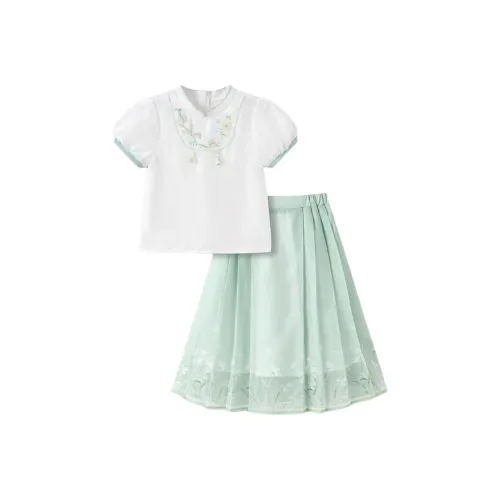 Детский комплект Balabala для детей 3-7 лет юбка белый зеленый цвет тон 00314