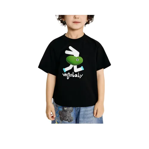 Woobaby T-рубашка SS25 черная Bunny Run для детей 3-7 лет