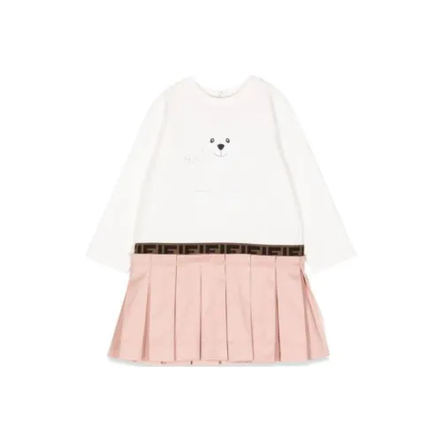 FENDI Детская одежда Смайлик с принтом Плиссированный Круглый вырез Укороченный Длинный рукав Многоцветный Для младенцев и малышей