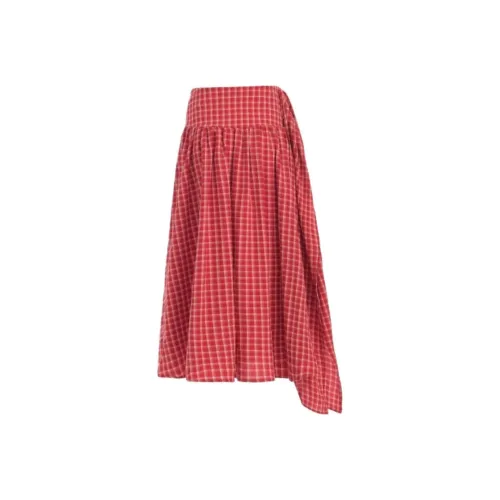 OROI Повседневный длинный юбка женская красная клетка