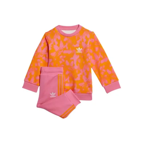 Adidas Originals Детская одежда Лето ALLOVER PRINT CREW SET Костюм для малышей и детей розовый оранжевый
