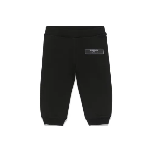 Детский и малыш BALMAIN Вязаные тренировочные штаны SS25 Черный