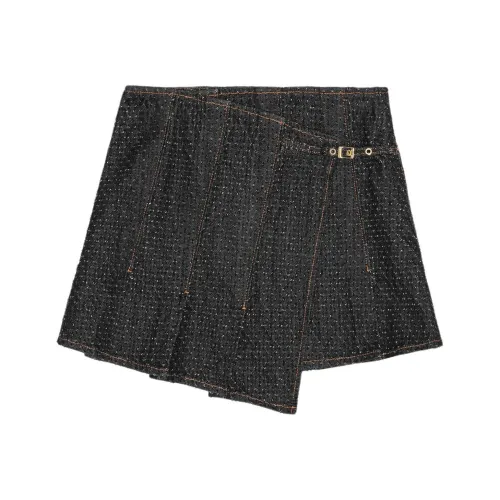 GANNI FW24 Джинсовые короткие юбки Женские Черный