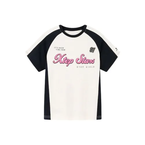 XTEP T-Shirt SS25 Cotton White Pure Black Teenagers