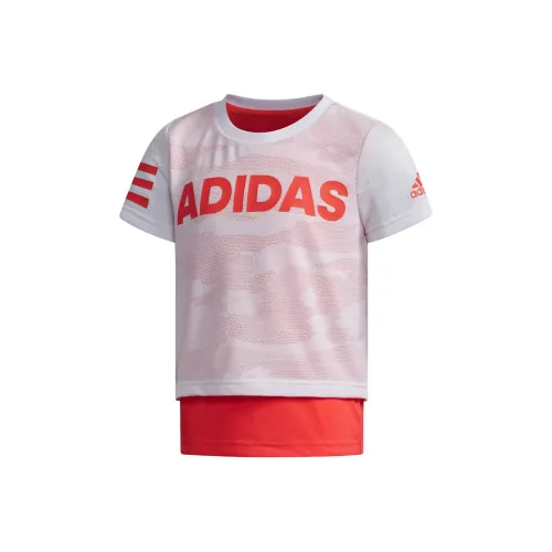 Adidas T-рубашка Белый Ярко-розовый Флуоресцентный для детей 3-7 лет