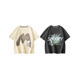 [100% cotton, дружественный к коже] Большой размер M/Абрикос + Граффити текст/Серый