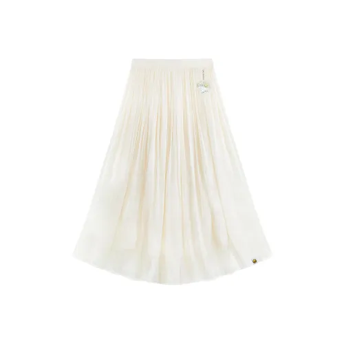 B.Duck Повседневный Длинный Юбка Женские Экрю