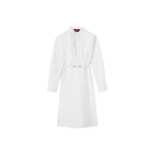 GUCCI FW25 Длинное платье с длинными рукавами женское белое